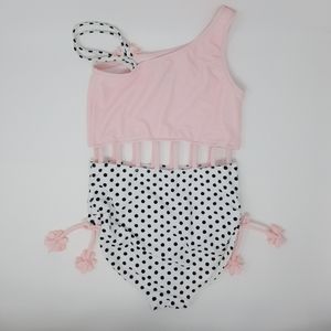 Kate Mack Pink Black White Polka Dot One Piece